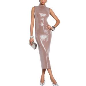 Retrofete Sequin Knit Truffle Dove Dress Size XS